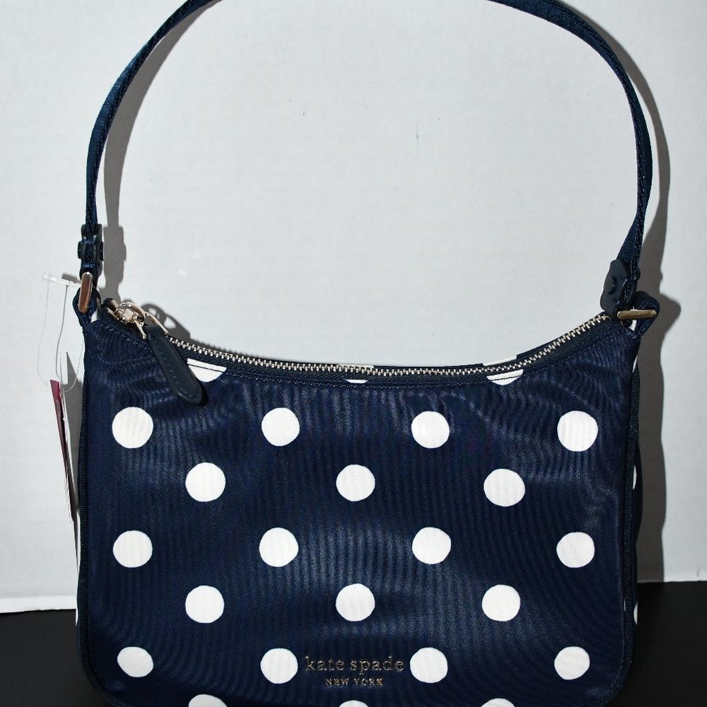 Kate Spade Navy and White Polka Dot Shoulder Bag